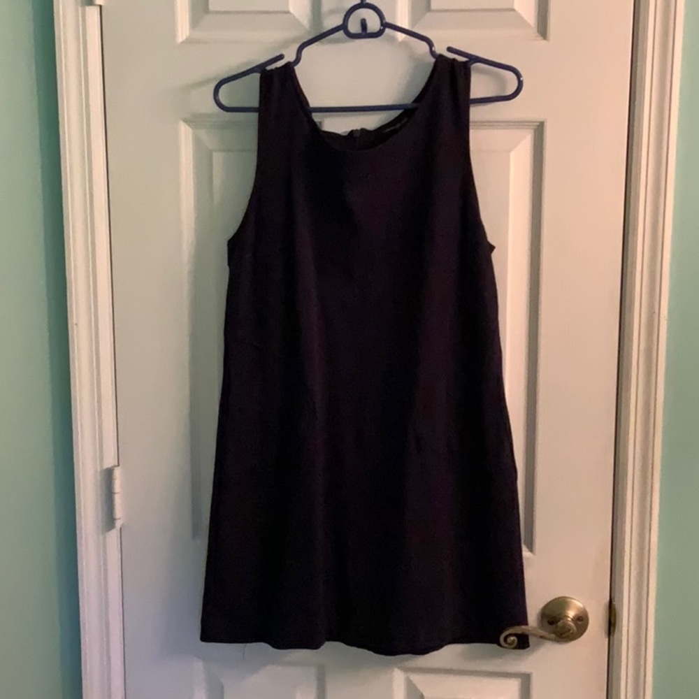 Navy Blue Mini Shift Dress with Pockets